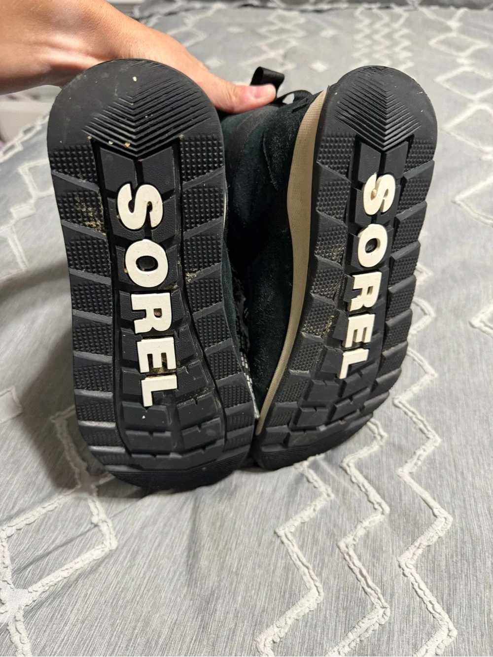Sorel Black Winter Lace-Up Boots with Cream Faux-Shearling
